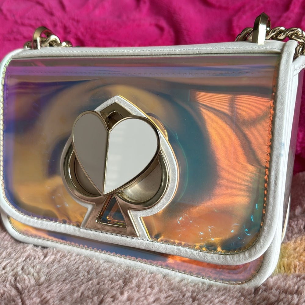 ✨ S O L D ✨ Kate Spade Optic White Hologram Iridescent Nicola Bag - Picture 5 of 11